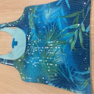 Blue Sequin Embellished Women's Blouse